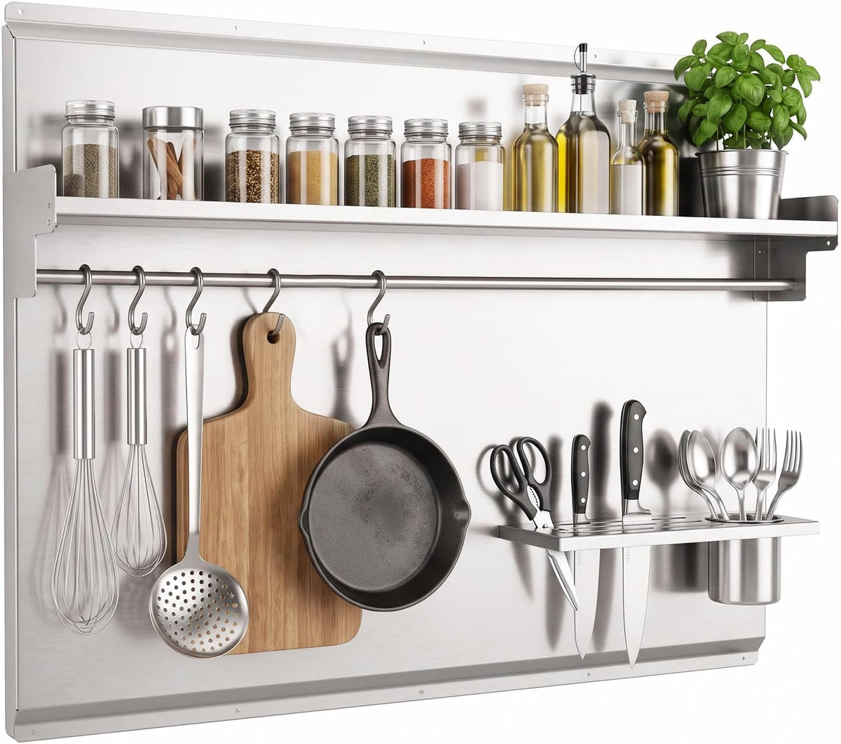Geetery 30 x 24 Inch Stainless Steel Stove Backsplash with Shelf Knife Rack