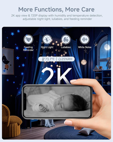 ARENTI Baby Monitor 2 Cameras D3 Set, 3MP WiFi 6, 5" Display,Free Phone App