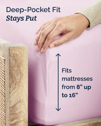 Twin Size 3 Piece Sheet Set - Breathable & Cooling Sheets - Light Pink