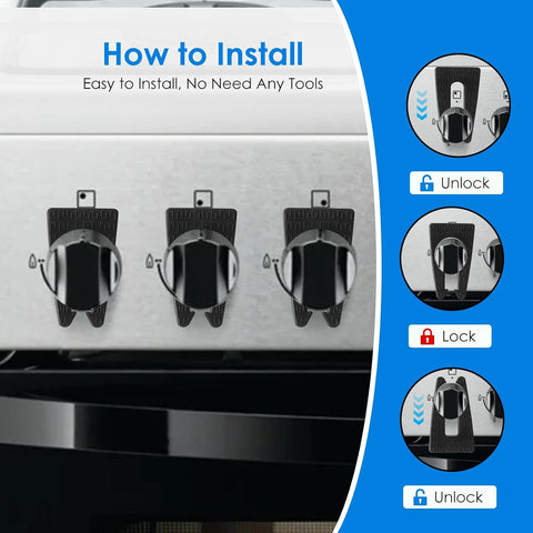 6 Pack Gas Stove Knob Locks, Silicone Oven Knob Safety Covers Baby Proof, Gas Stove Knob Covers for Baby and Pets Safety (Black)