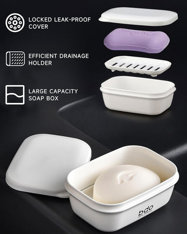 Doter Travel Soap Case, Leakproof Soap Container with Lid, Portable Bar Soap Holder for Traveling, Soap Dishes for Bathroom, Shower, Gym, School, Camping, Vacation, Outdoor