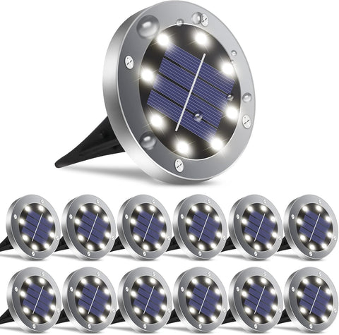 OULONGER 4.6inch Solar Ground Lights, Garden Solar Outdoor Waterproof Pathway Bright In-Ground Landscape Lights for Patio, Lawn, Yard, Driveway, Step and Walkway(White Light 12Packs)