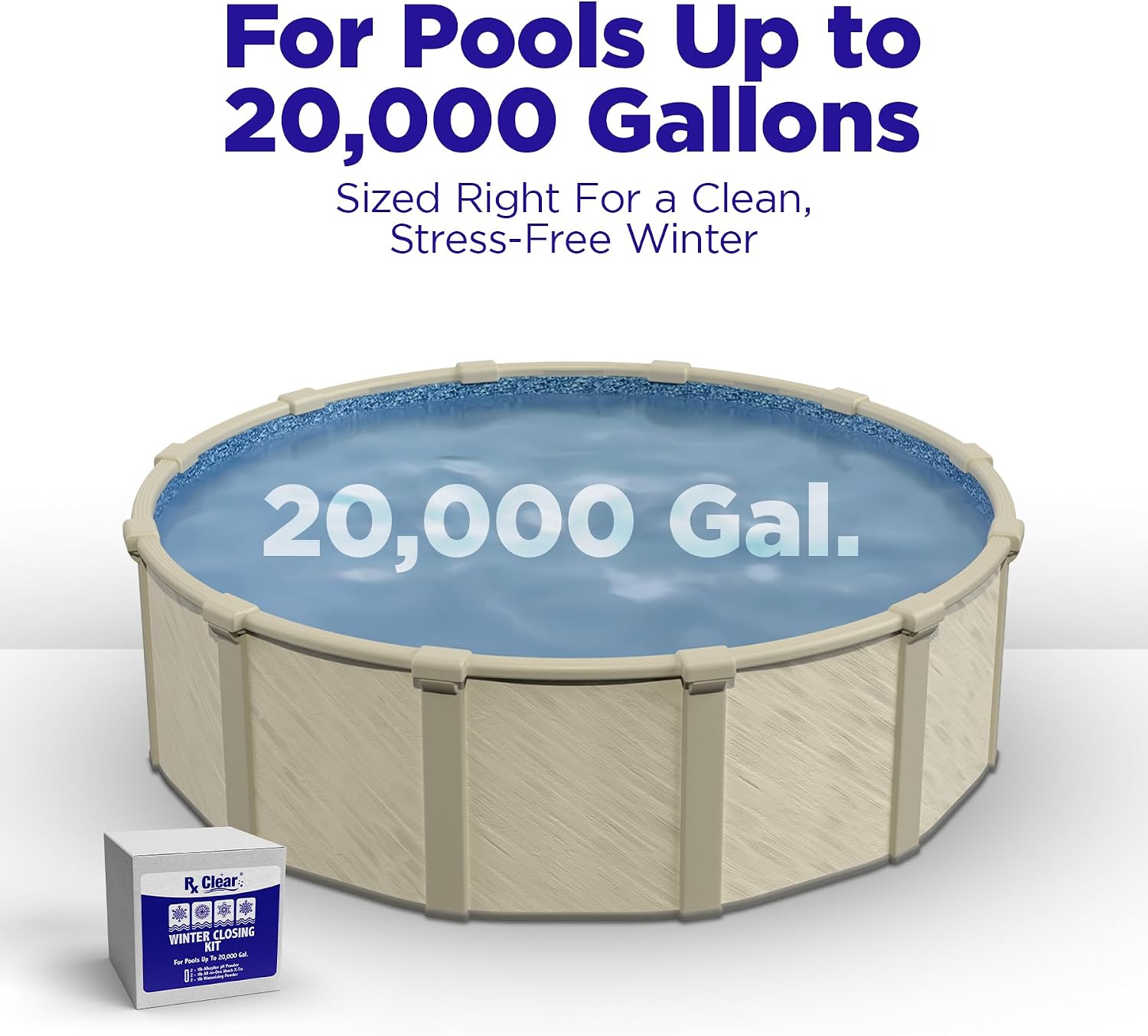 Rx Clear Pool Closing Kit | Up to 20,000 Gallons | Pool Winterizing Kit