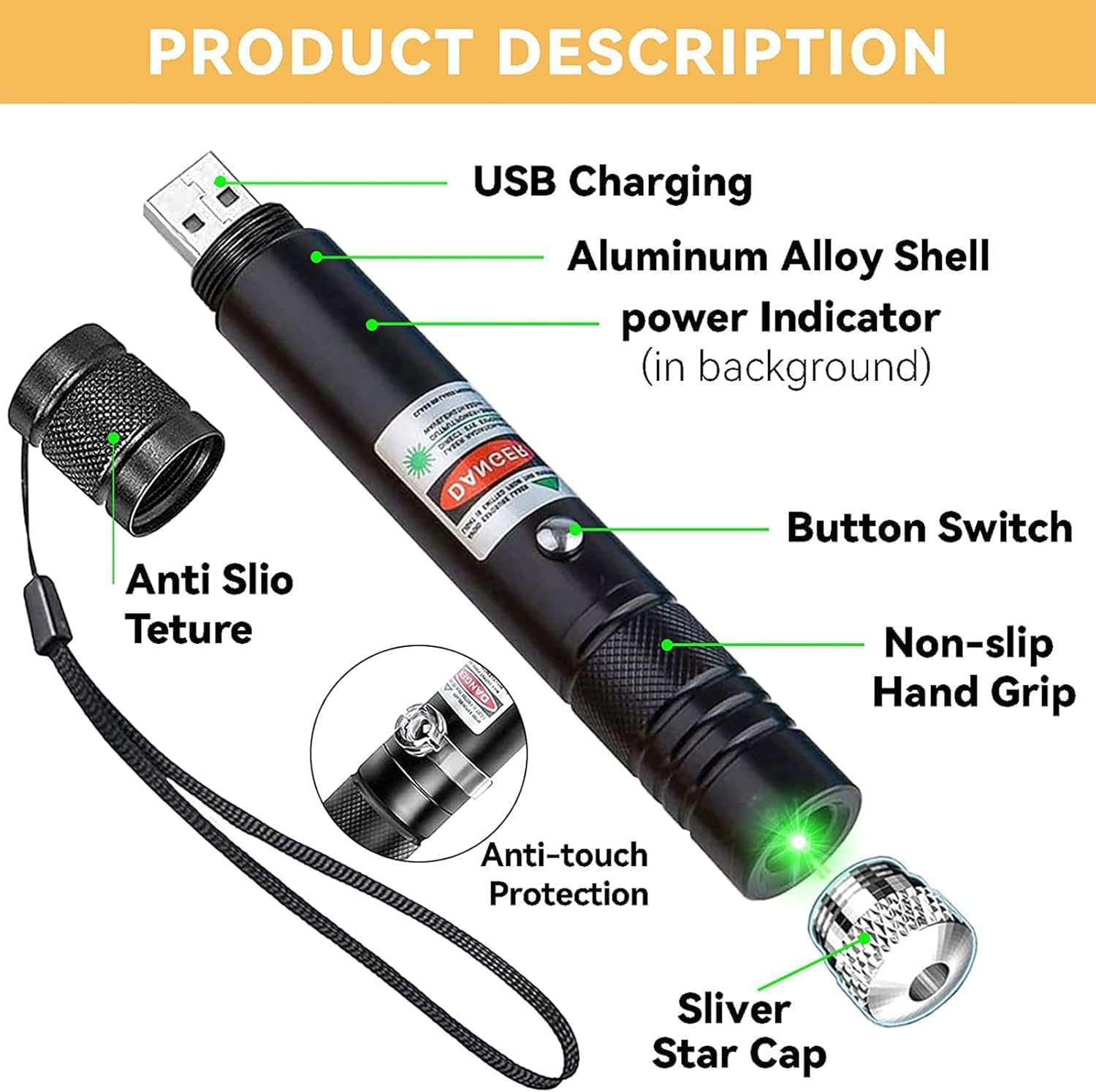IVVTRYI Green Laser Pointer - Rechargeable