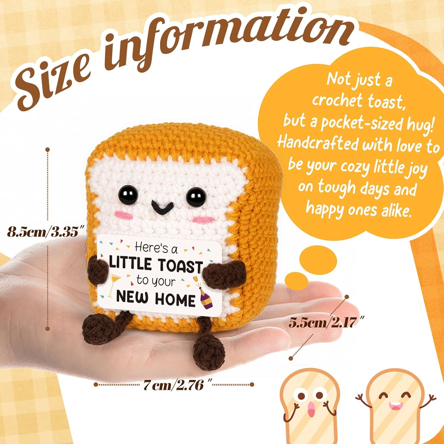 A Little Toast to Your New Home - Mini Handmade Crochet Toast, Funny Housewarming Gifts New Home New Apartment, House Warming Gifts New House for Women Men Friend