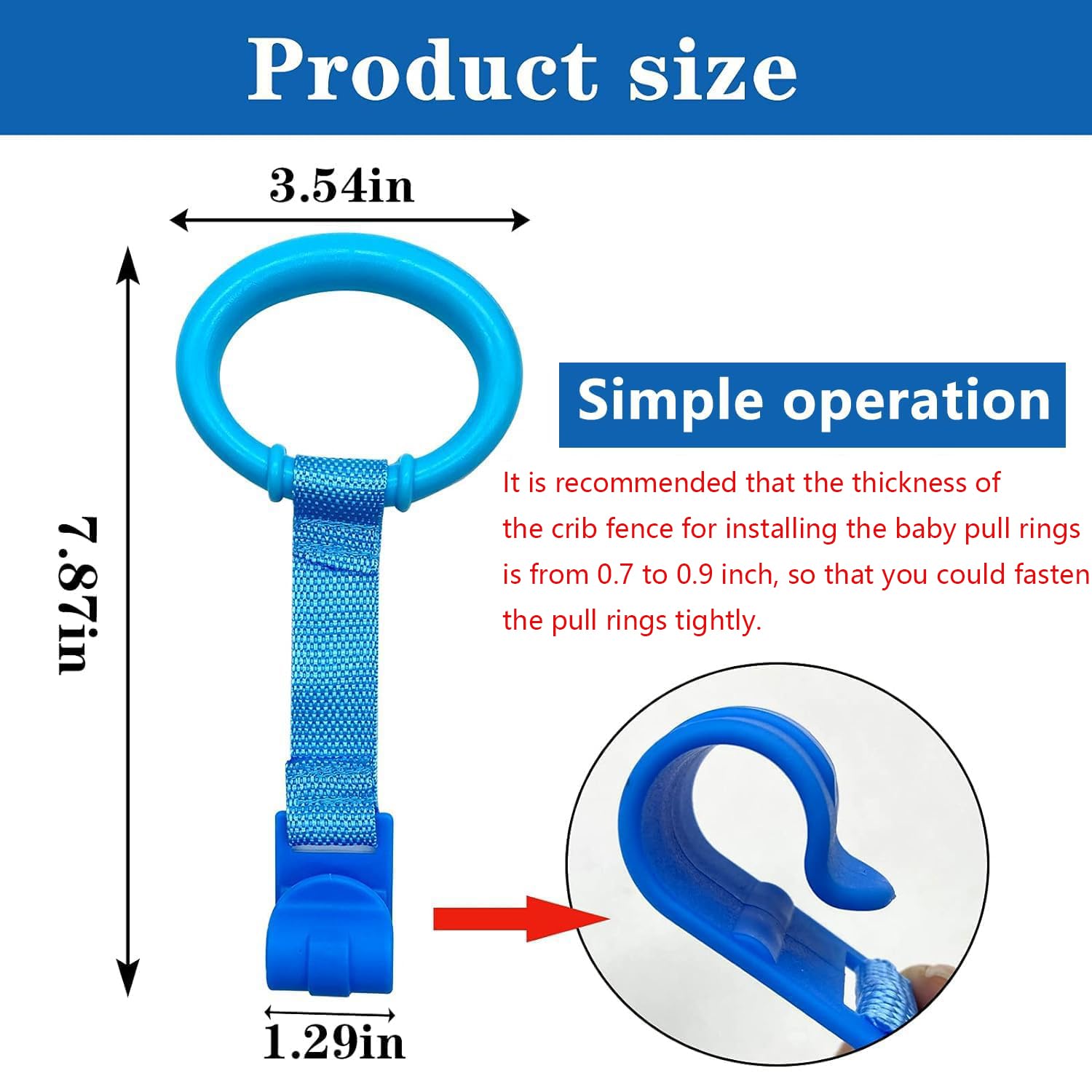 4 Pcs Baby Playpen Pull up Rings, 4 Color Baby Crib Pull up Rings