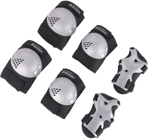 BOSONER Kids/Youth Knee Pads Elbow Pads Wrist Guards Set for 3-15 Years, Child Protective Gear Set for Roller Skates, Cycling, BMX Bike, Skateboard, Inline Skating, Scooter Riding Sports…