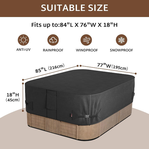 iBirdie Outdoor Waterproof Hot Tub SPA Cover 85 x 77 inch Protectors Cap