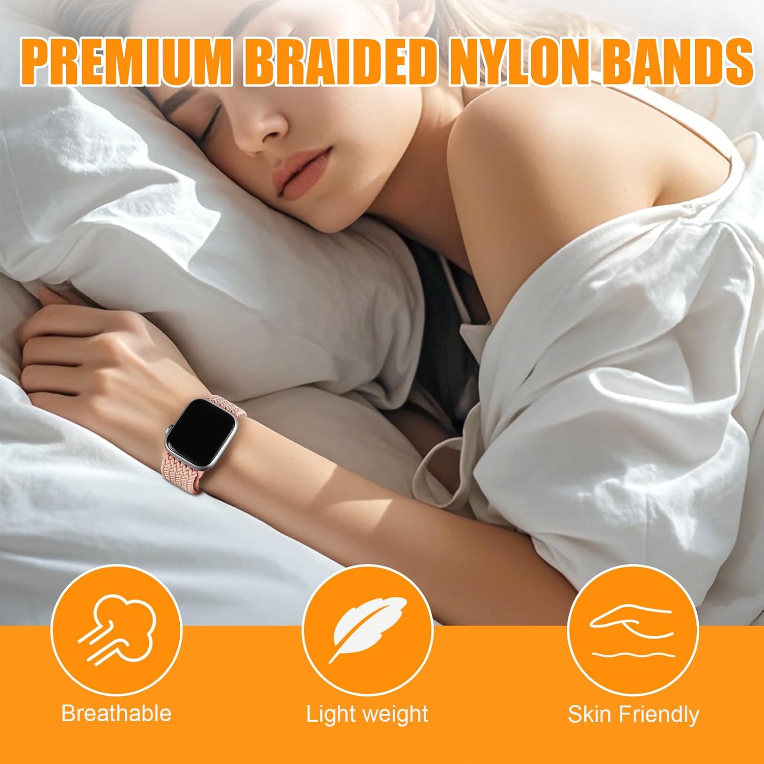 Magnetic Braided Stretchy Loop - Compatible with Apple Watch Band 42mm 46mm 40mm 41mm 44mm 45mm 38mm Ultra 3/2 49mm Women Men,Elastic Woven Fabric Nylon Strap for iWatch 11 10 9 8 7 6 5 4 3 SE Ultra