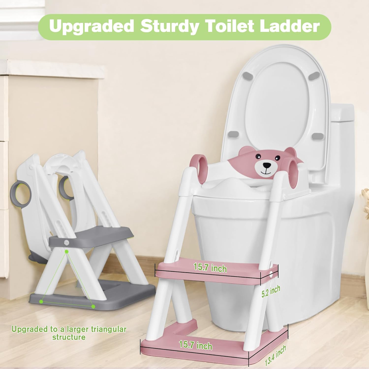 COOSEYA Toilet Seat, Potty Training Seat for Toddler, Upgraded 2-in-1 Potty Toilet Training for Boys and Girls, Waterproof Cushioned Mat with Non-Slip Step Stool