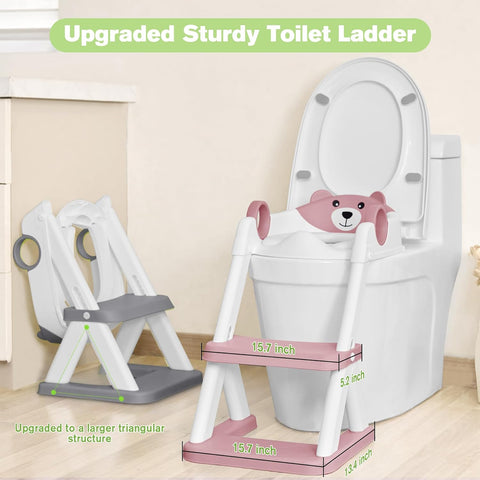 COOSEYA Toilet Seat, Potty Training Seat for Toddler, Upgraded 2-in-1 Potty Toilet Training for Boys and Girls, Waterproof Cushioned Mat with Non-Slip Step Stool