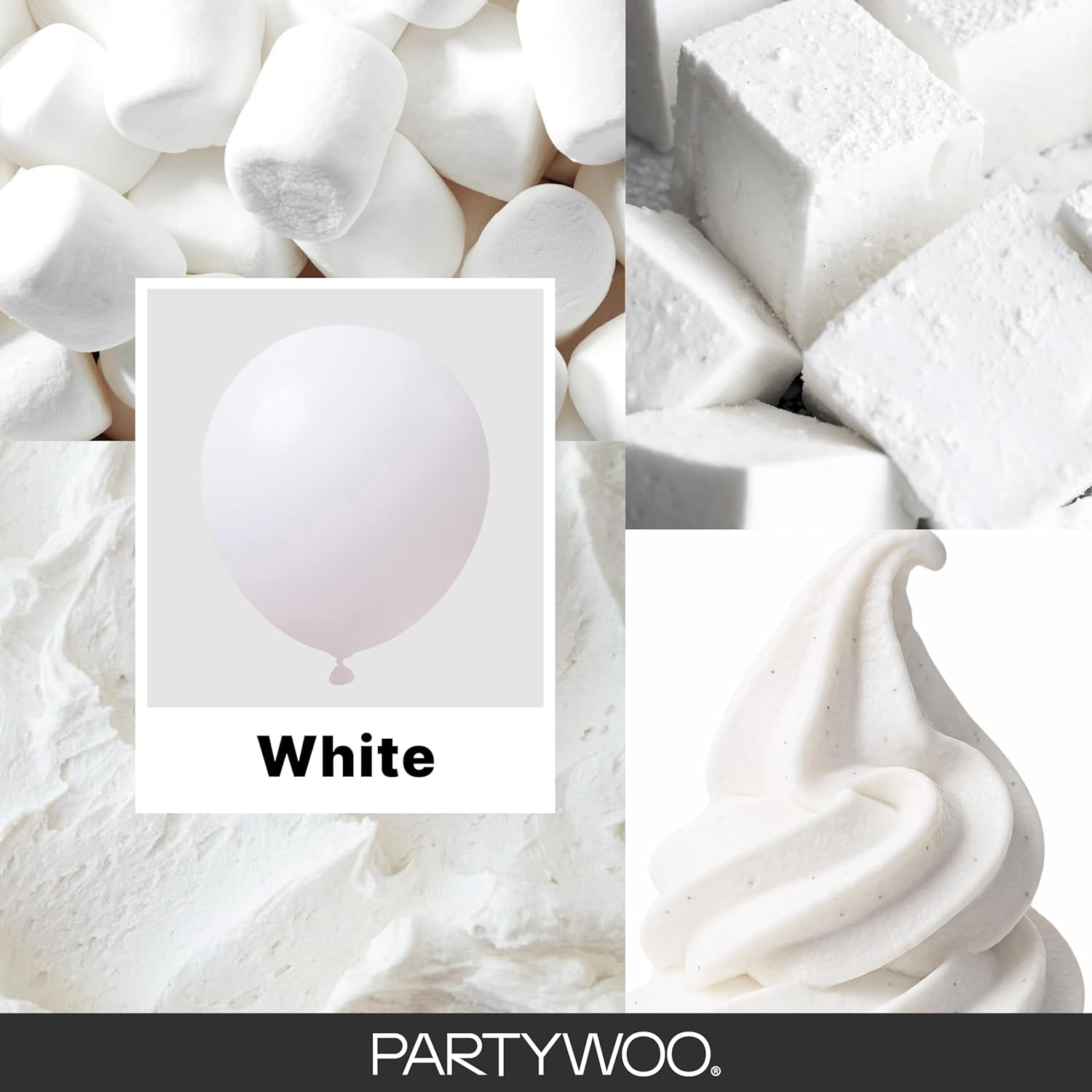 PartyWoo White Balloons 140pcs Matte White Latex Balloons Different Sizes