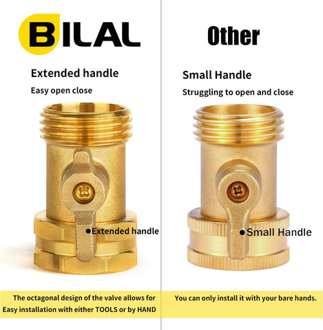 2 Pack Garden Hose Shut Off Valve - Extended Handle