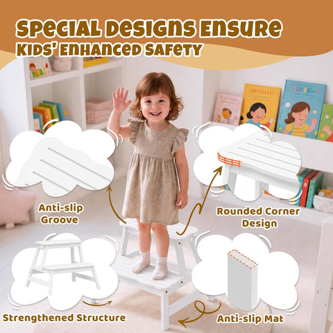 COSYLAND Toddler Step Stool Two Step Stools for Kitchen Helper