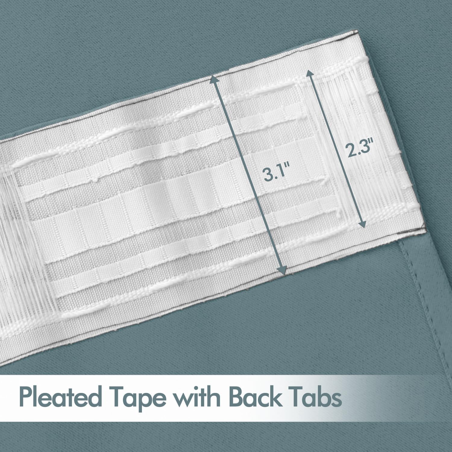 MIULEE Greyish Blue Back Tab Blackout Curtains 52x72 Inches Long 2 Panels