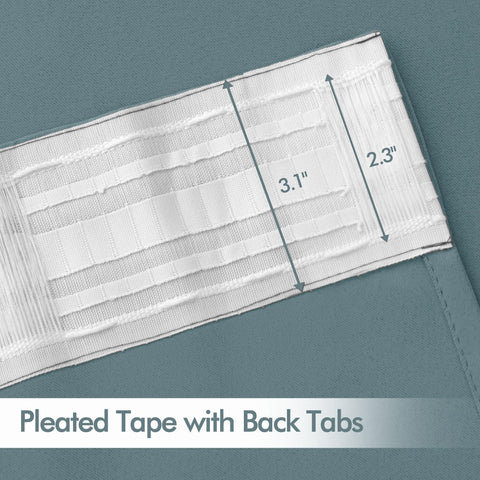 MIULEE Greyish Blue Back Tab Blackout Curtains 52x72 Inches Long 2 Panels