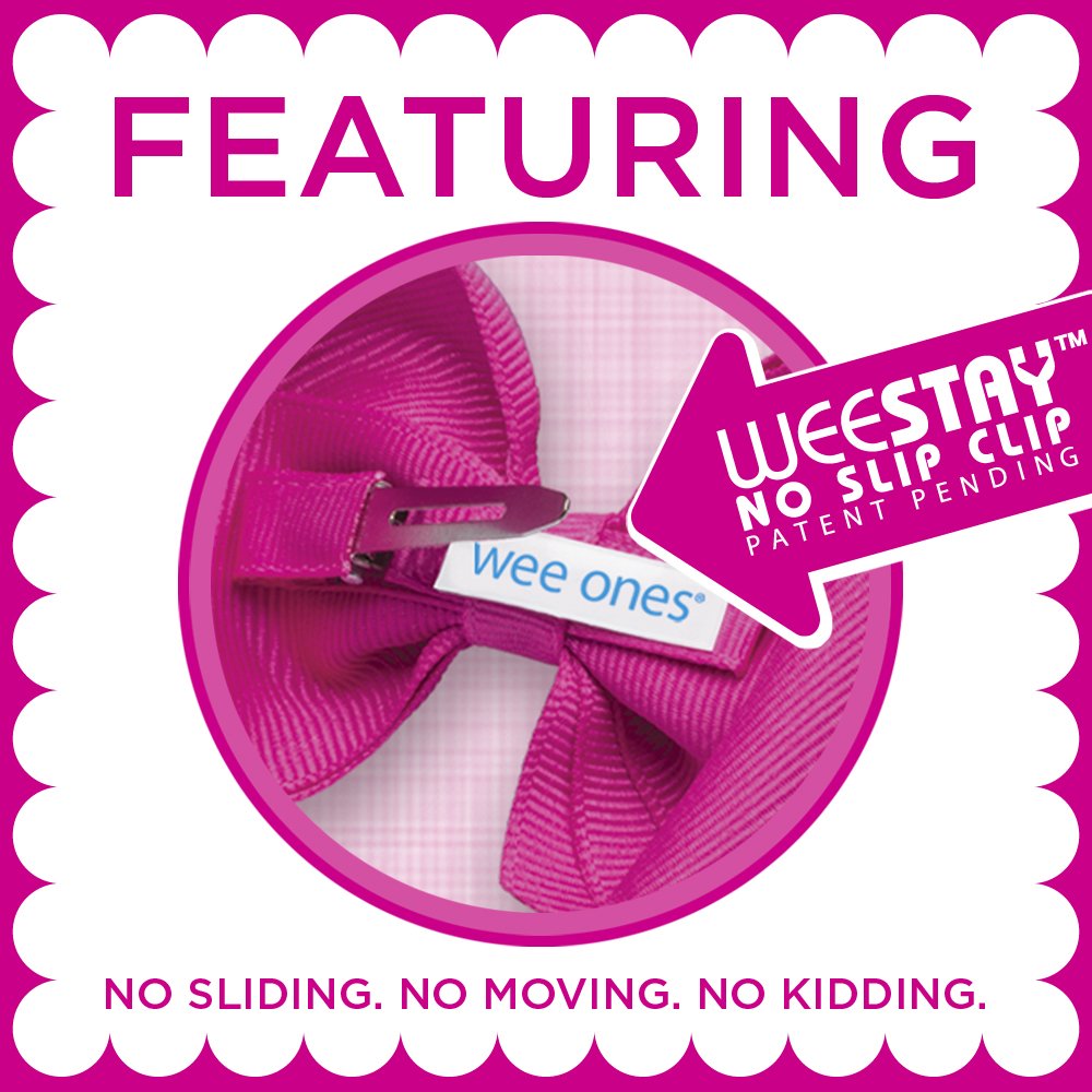 Wee Ones Girls' Classic Grosgrain Hair Bows with Plain Wrap Center, No-Slip Hair Clip, Handmade, Hot Pink, Tiny