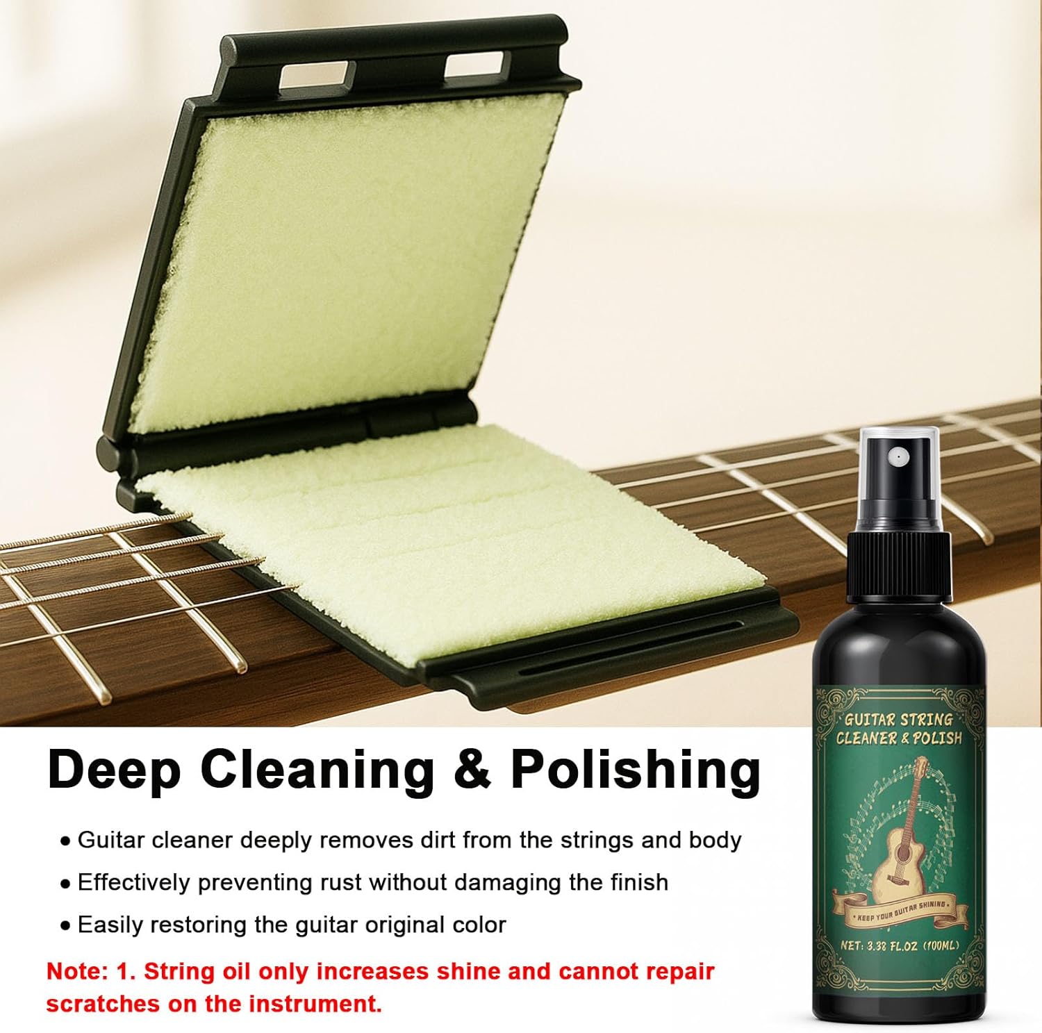 1DFAUL 9pcs Guitar Cleaning Maintenance Kit, Deep Cleaning & Restores Shine