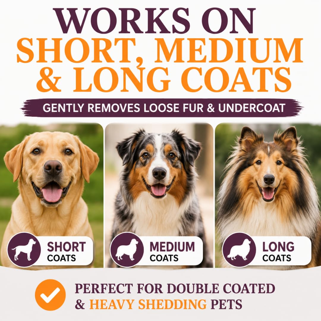 SleekEZ Dog Brush for Shedding | Patented Deshedding Dog Brush | Pet Hair Remover for Short, Medium & Long Coats | Made in USA | 5 Inch