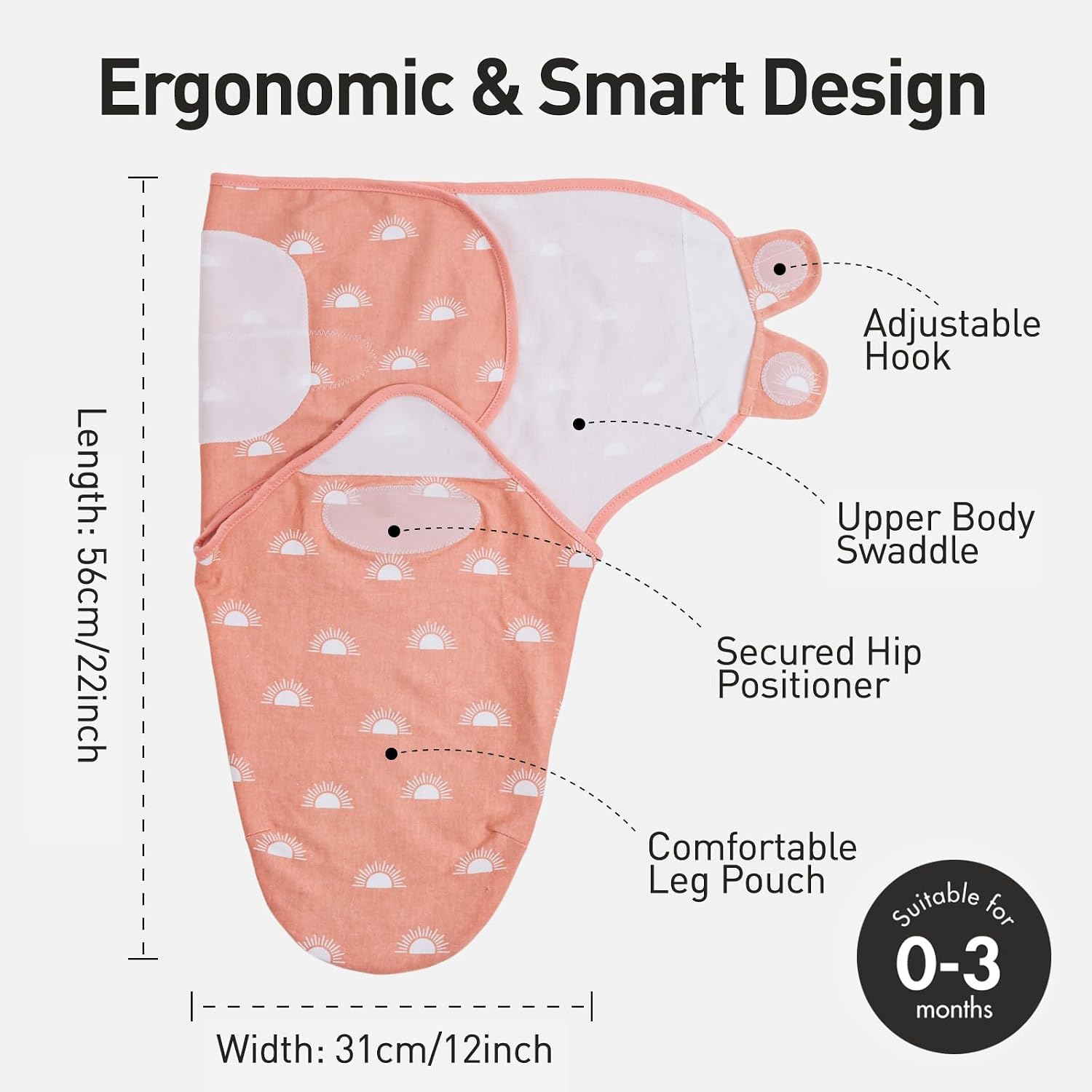 GLLQUEN BABY Swaddles for Newborns 0-3 Months, Adjustable & Easy Fastener