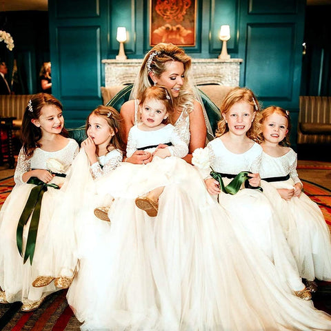 Topmaker Flower Girl Dress for Toddler Baby Girls,Lace Tulle Dress for Wedding,Birthday Party,Photoshoot,Special Occasion