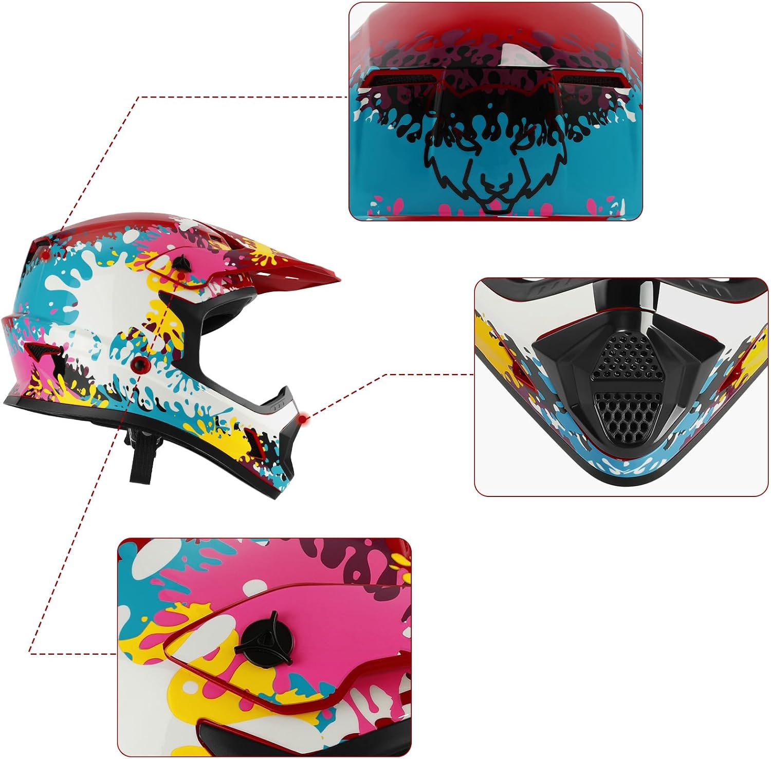 TCMT Youth Kids Dirt Bike Helmet DOT Approved Full Face Motocross Gear