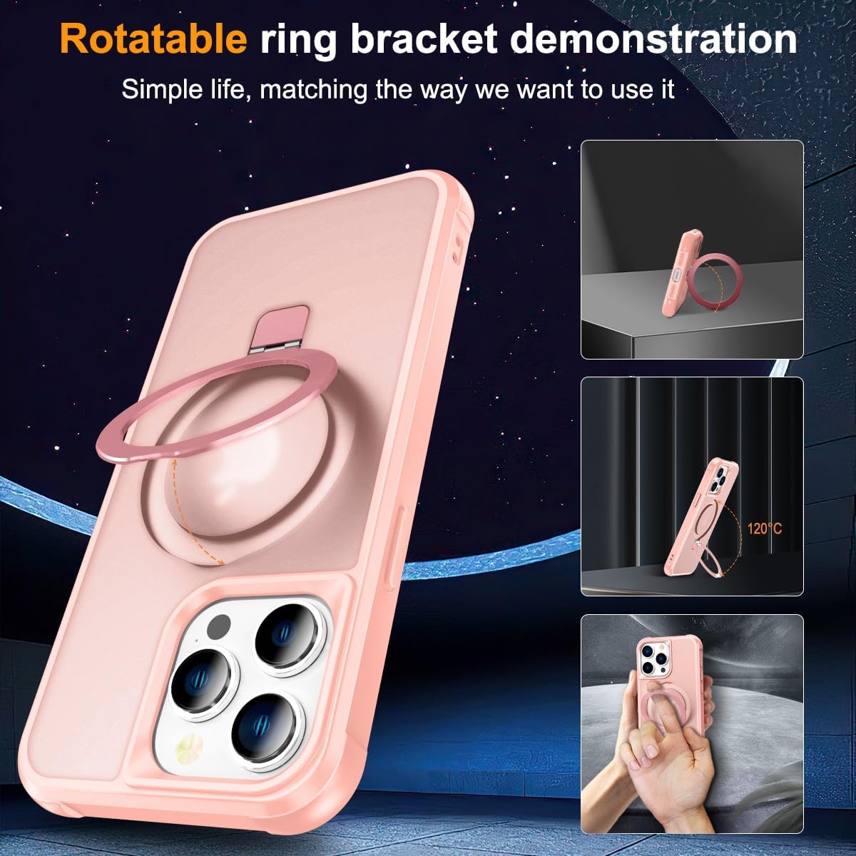 CHAOFEnG Compatible with iPhone 15 Pro Case with Stand, Pink