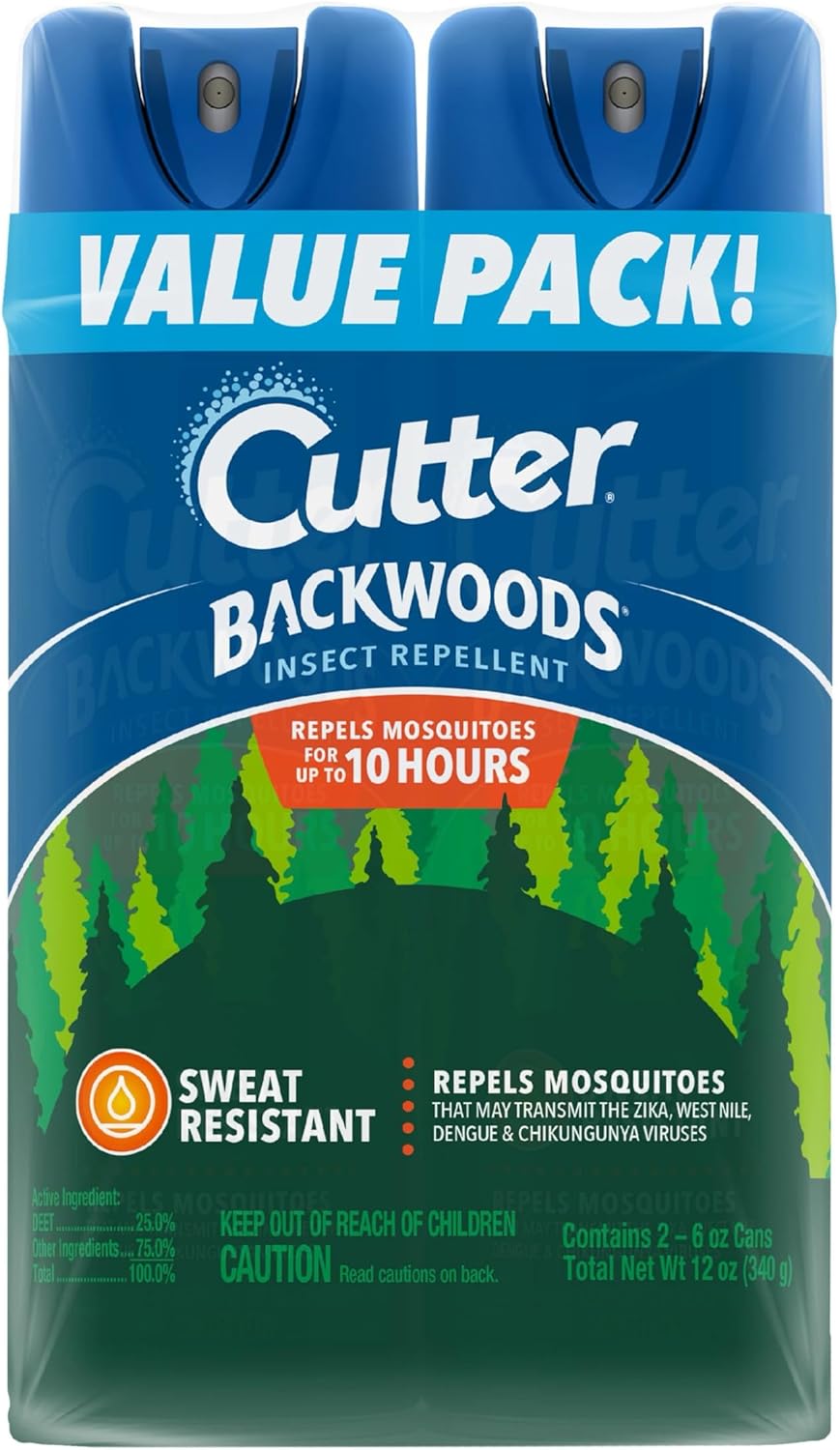 Cutter Backwoods Mosquito and Insect Repellent 6 Ounces, 2 Pack Bug Spray