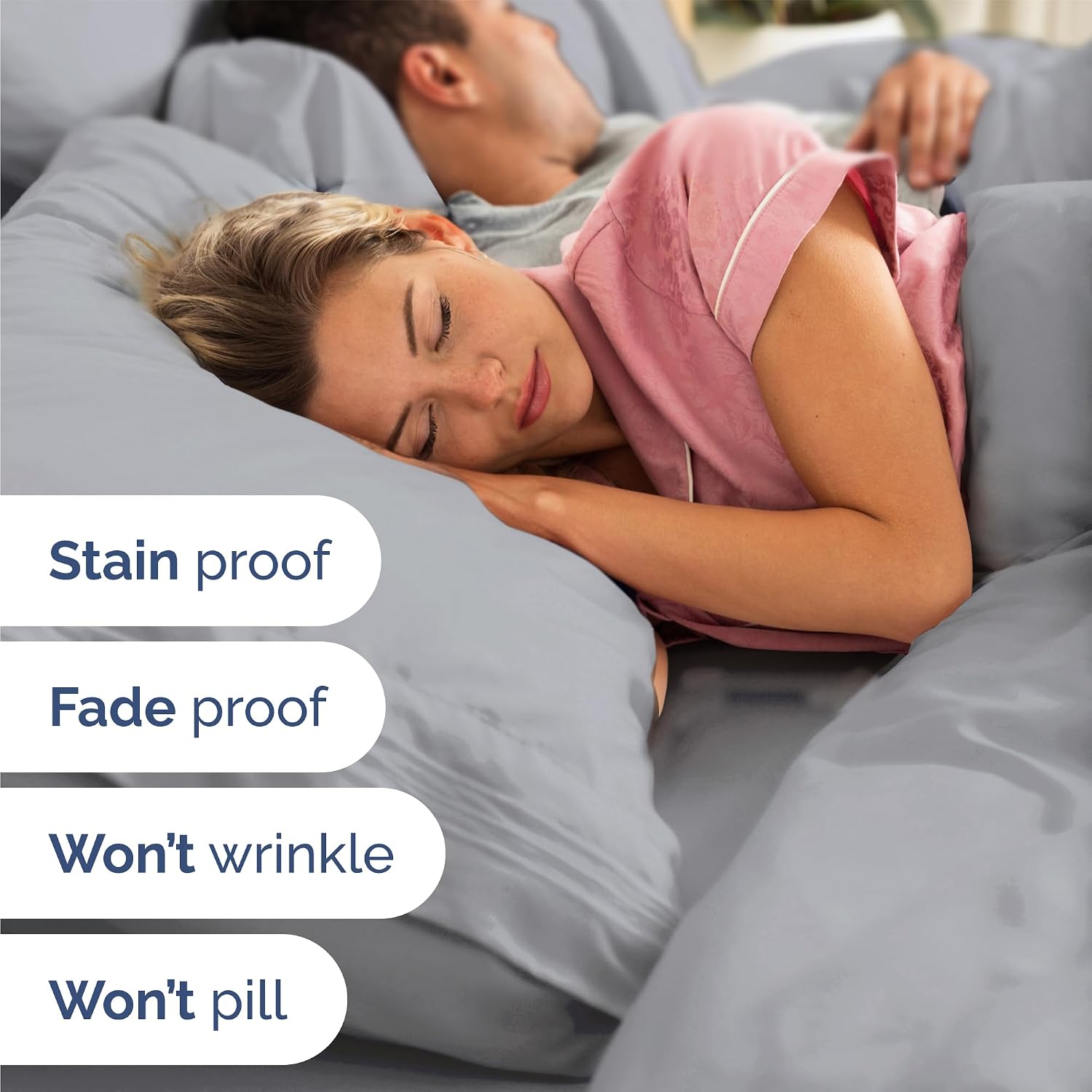 Queen Size 4 Piece Sheet Set - Breathable & Cooling Sheets - Steel Blue