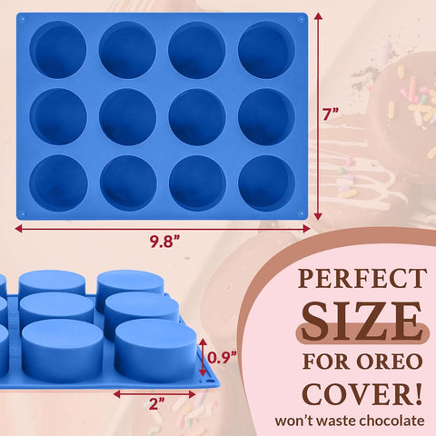 HKNMTT Silicone Round Cookie Mold, 4 PCS Candy Chocolate Moulds, 12-Cavity Cylinder Non-Stick Food Grade BPA Free Moulds for Making Handmade Soap Mini Cake Jelly Brownie Pudding Jello