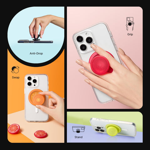 PopSockets Phone Grip Compatible with MagSafe, Phone Holder, Wireless Charging Compatible, Into The Woods - GITD Chartreuly