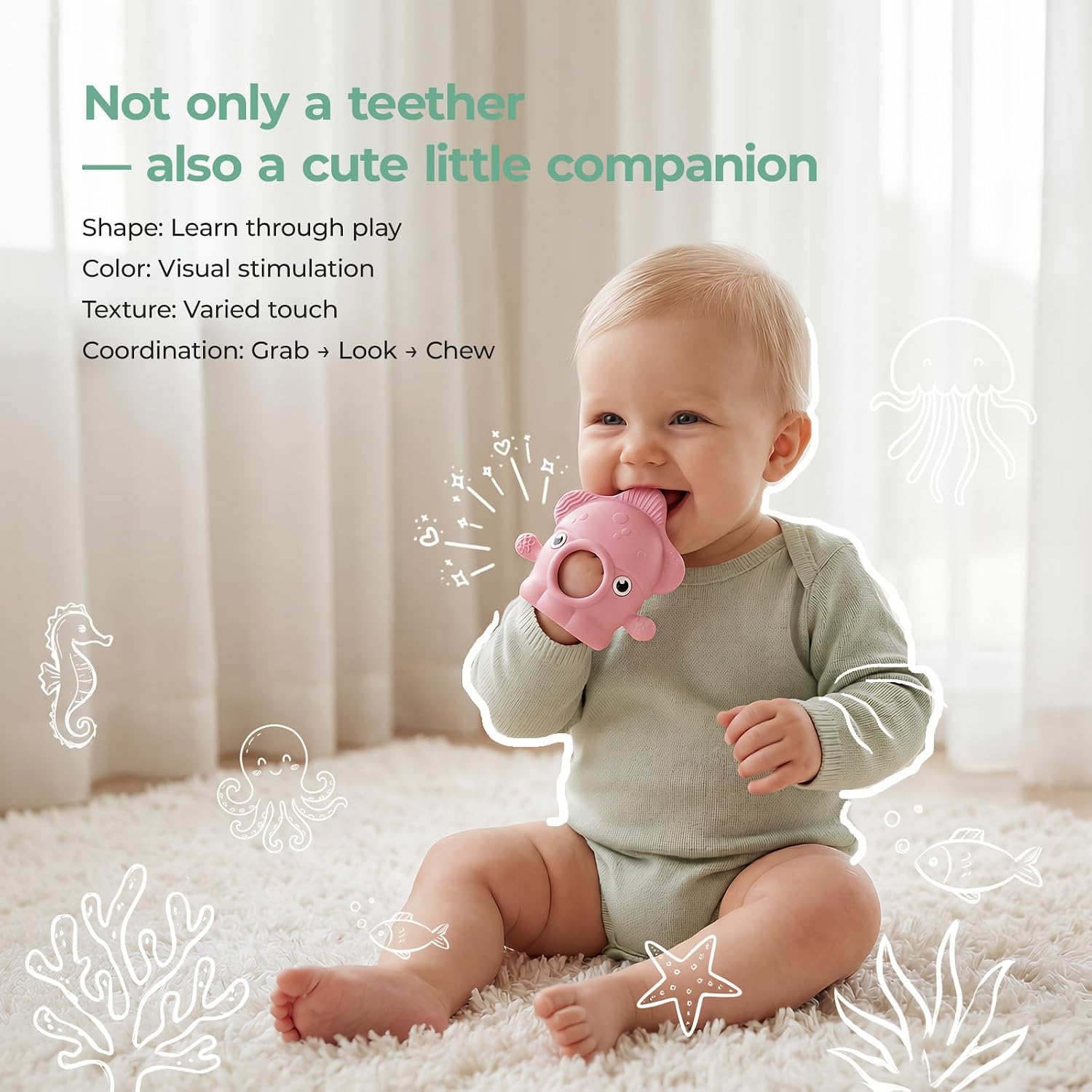 Momcozy Teething Toys, Food Grade Silicone Baby Teether，Teething Mitten