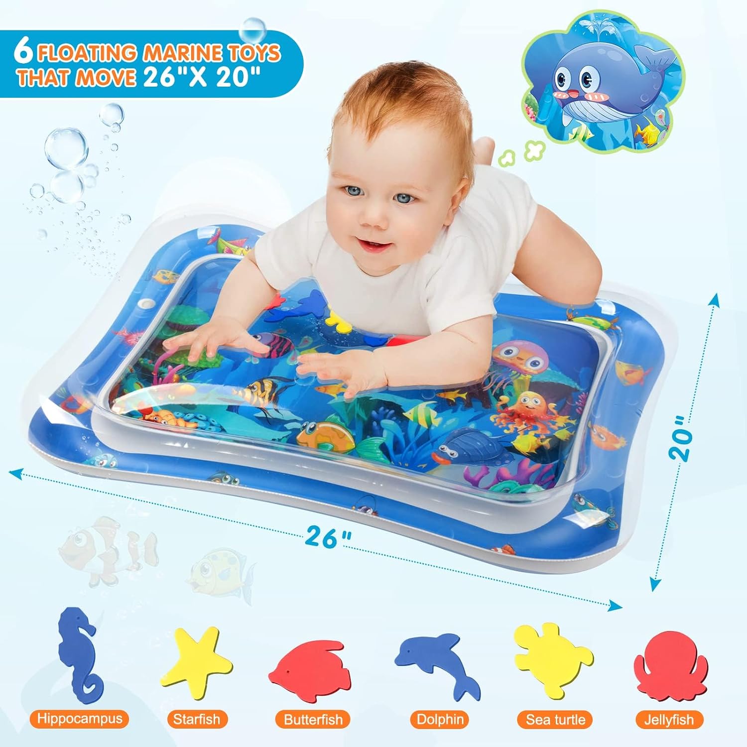 Infinno Inflatable Tummy Time Water Mat, Baby Sensory Toys 3-24 Months
