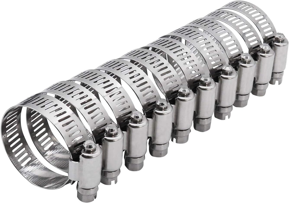 ROADFORMER 2 inch Hose Clamp Full Stainless Steel: 40mm - 64mm, 10 Pack