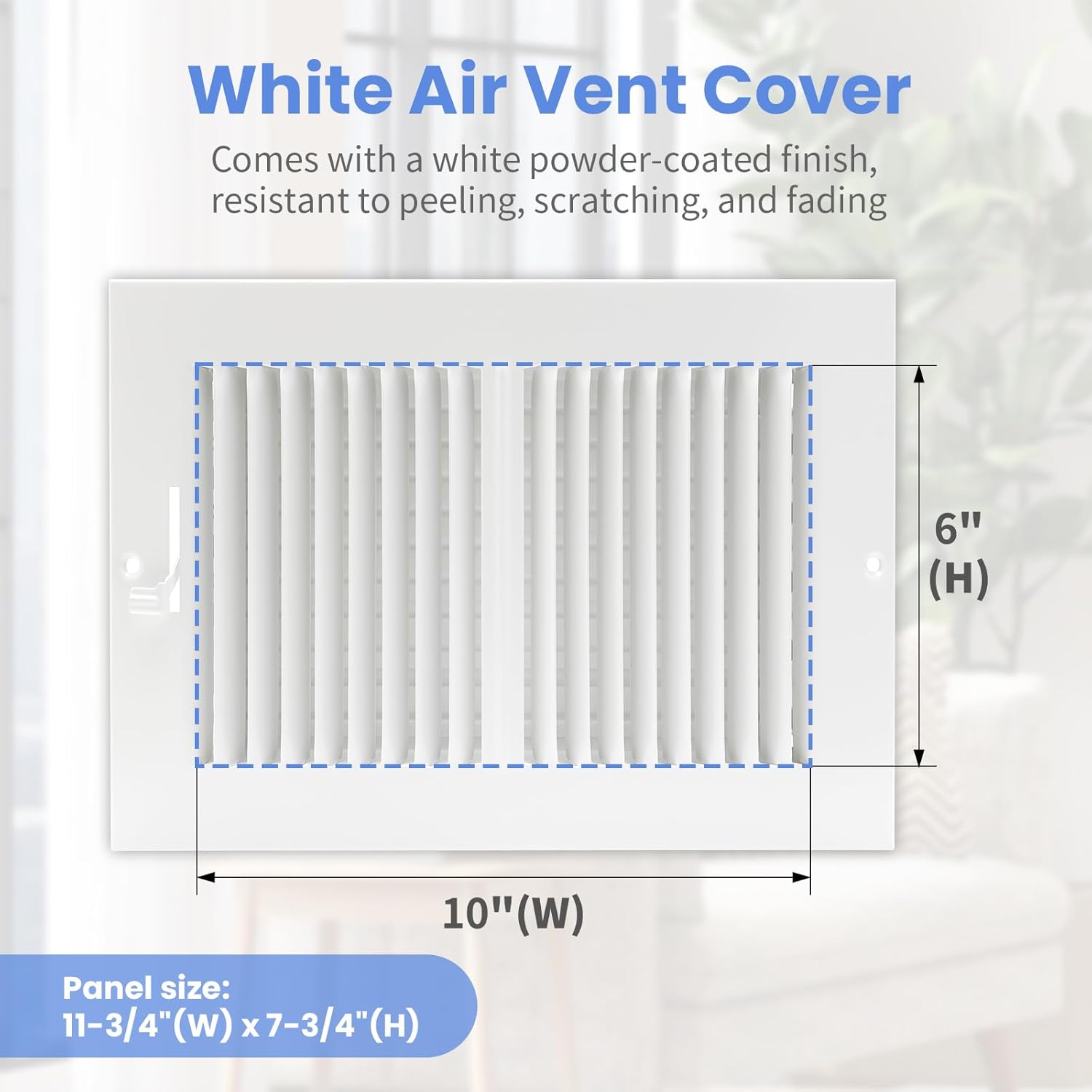 10 x 6 Inch [Duct Opening] Air Vent Covers for Wall or Ceiling - High Airflow 2 Way Steel Ventilation - Adjustable Wall/Ceiling Register, 11-3/4 Inch x 7-3/4 Inch [Overall Dimensions]