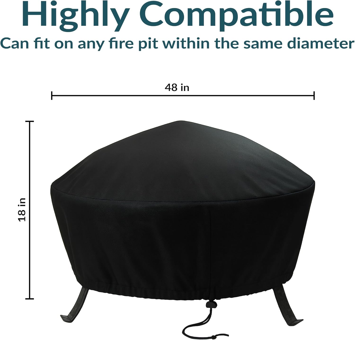Sunnydaze Heavy Duty Outdoor Fire Pit Cover, Round, Durable PVC, Black, 48"