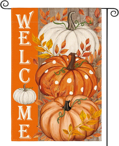 AVOIN colorlife Pumpkin Fall Garden Flag 12x18 Inch Double Sided Outside