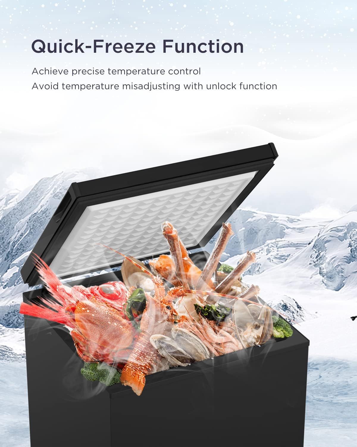 black Low temperature Chest Freezer - 3.5 Cu Ft with 2 Removable Baskets - Reach In Freezer Chest 14℉ to -40℉ Match Day Parties, Home Bar Game Day &Soccer Party (ProBlack)