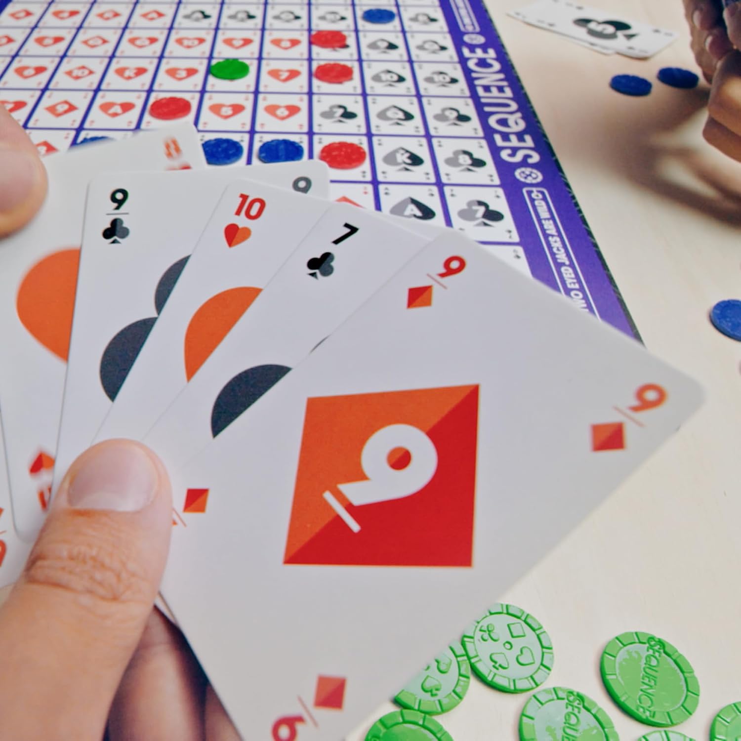 SEQUENCE- Original SEQUENCE Game with Folding Board, Cards and Chips by Jax ( Packaging may Vary ) White, 10.3" x 8.1" x 2.31"