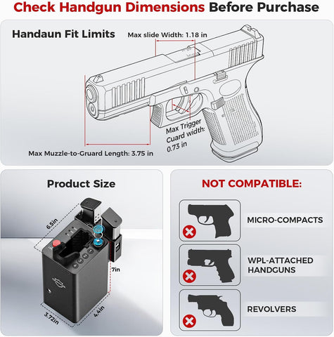 ONNAIS Biometric Pistol Safe: Open Design for Fast Home & Car Access