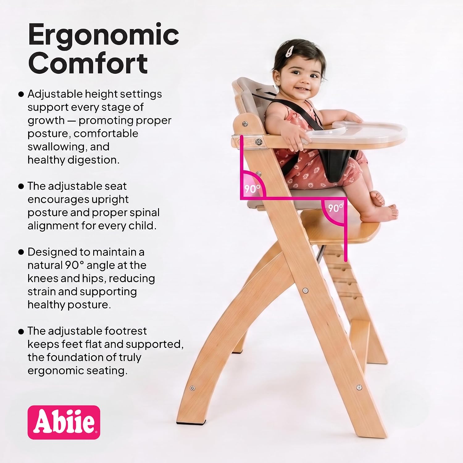 Abiie Beyond Junior Convertible Wooden High Chair with Removable Tray