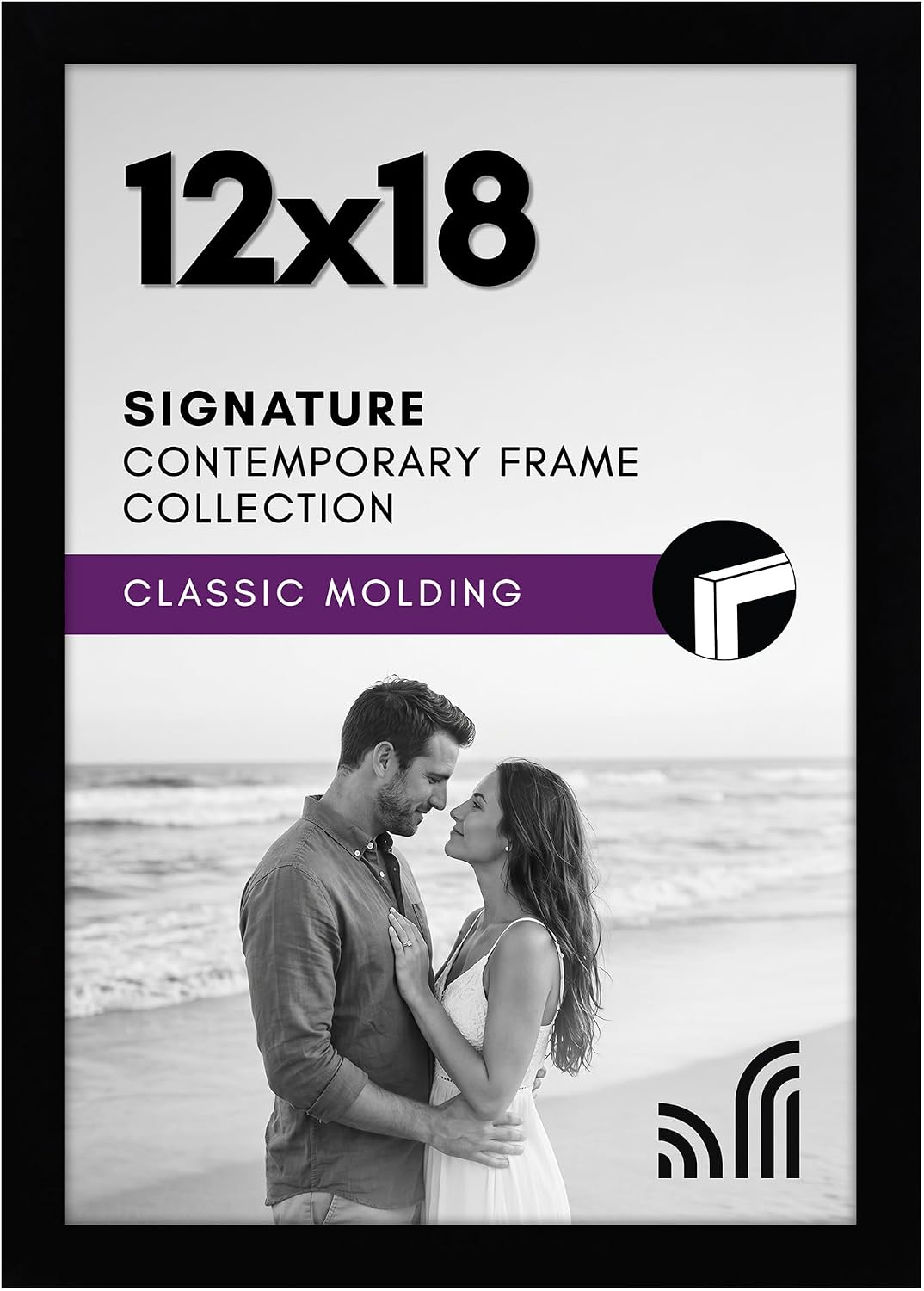 Americanflat 12x18 Poster Frame with Shatter-Resistant Glass - Signature Collection - Gallery-Style Frames Made of Engineered Wood - Photo Frame for Wall Display - Black