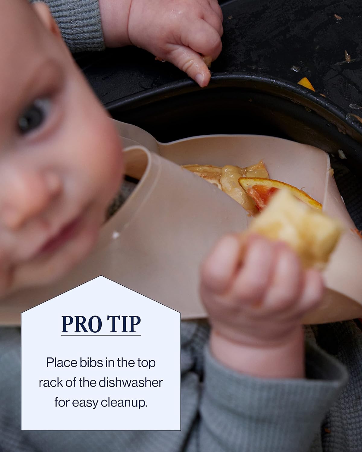 Lalo The Bib, Adjustable Non-Toxic Silicone Baby Bib with Food Catcher