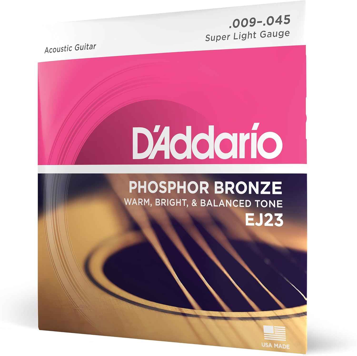 D'Addario EJ23 Phosphor Bronze Acoustic Guitar Strings, Super Light 9-45