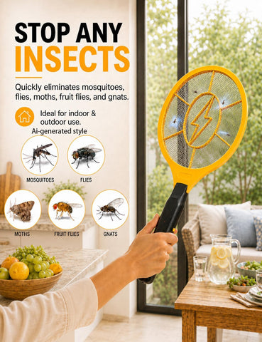 Electric Fly Swatter, 2 Pack, Handheld Bug Zapper Racket