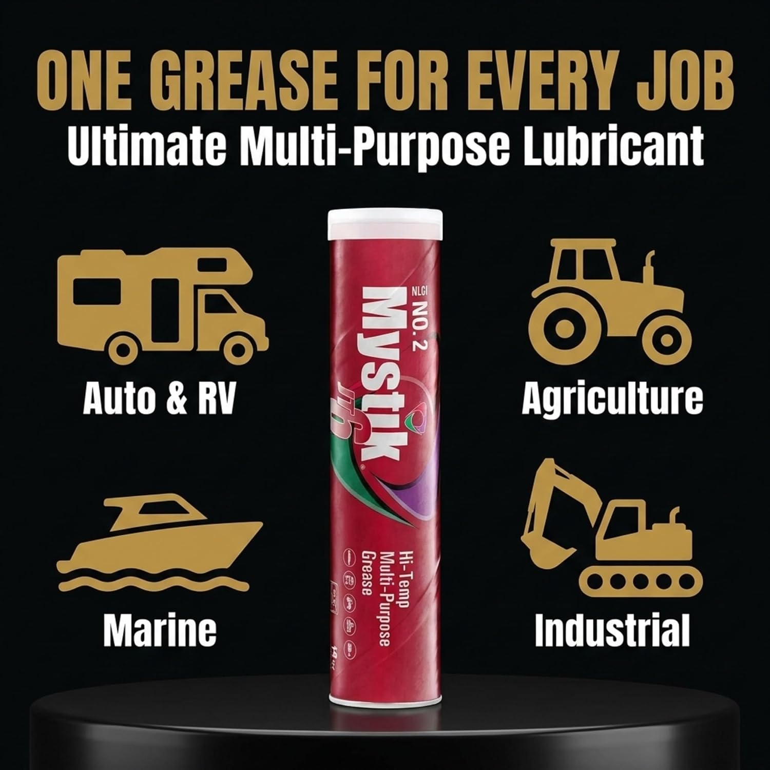 Mystik JT-6 High Temp Grease Tubes for Grease Gun, Multi Purpose Red Lithium Complex, NLGI 2, Wheel Bearing Grease, 14 oz, 10 Pack