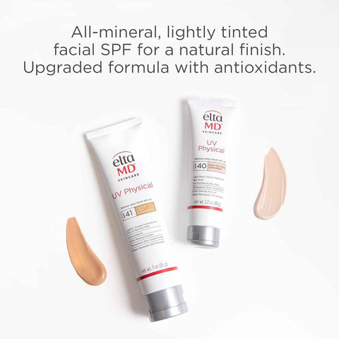 EltaMD UV Physical Tinted 100% Mineral Face Sunscreen, SPF 40 and 41 | Formulated with Antioxidants, 100% Mineral Actives, Transparent Zinc Oxide Finish, Water Resistant Up to 40 Minutes