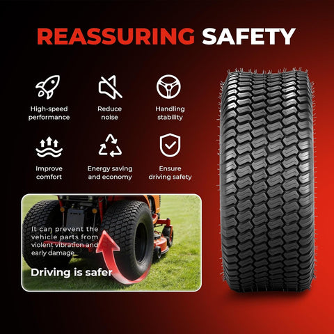 18x8.50-8 Lawn Mower Tires, 4 Ply Tubeless, Set of 2
