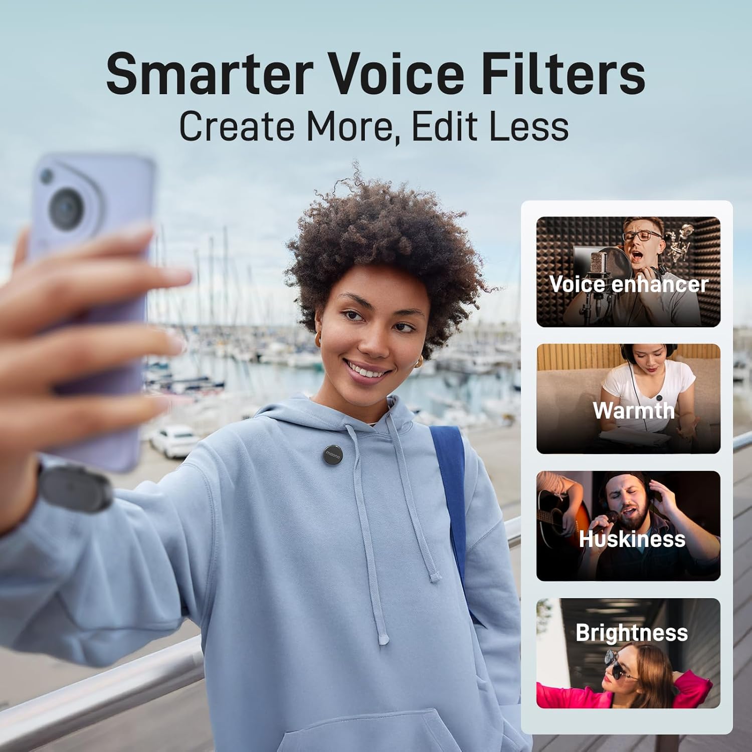 MAONO Wave T5 Wireless Lavalier Microphone for iPhone/Android/Camera/PC