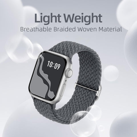 Braided Stretchy Solo Loop Compatible for Apple Watch Band 38mm 40mm 41mm 42mm 44mm 45mm 46mm 49mm for Women Men, Nylon Elastic Straps Wristbands for iWatch Series 10 9 8 7 6 SE 5 4 3 2 Ultra Ultra 2